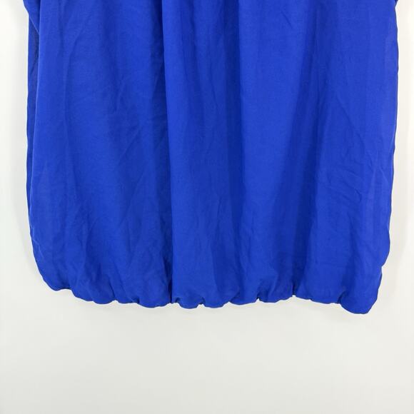 Liz Claiborne Chiffon Sleeveless Top size XL Colbalt Blue Pleated Roundneck - Picture 7 of 10